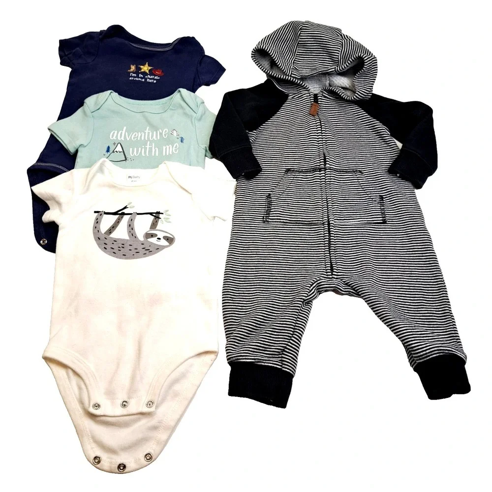 Lot of Baby Boy Clothing 3-6 Month Bodysuits Carter's Just One Year Cloud Island